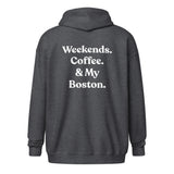 Weekends Coffee And Boston Terrier Unisex Heavy Blend Zip Hoodie
