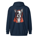 Boston Terrier In A Red Hood Unisex Heavy Blend Zip Hoodie