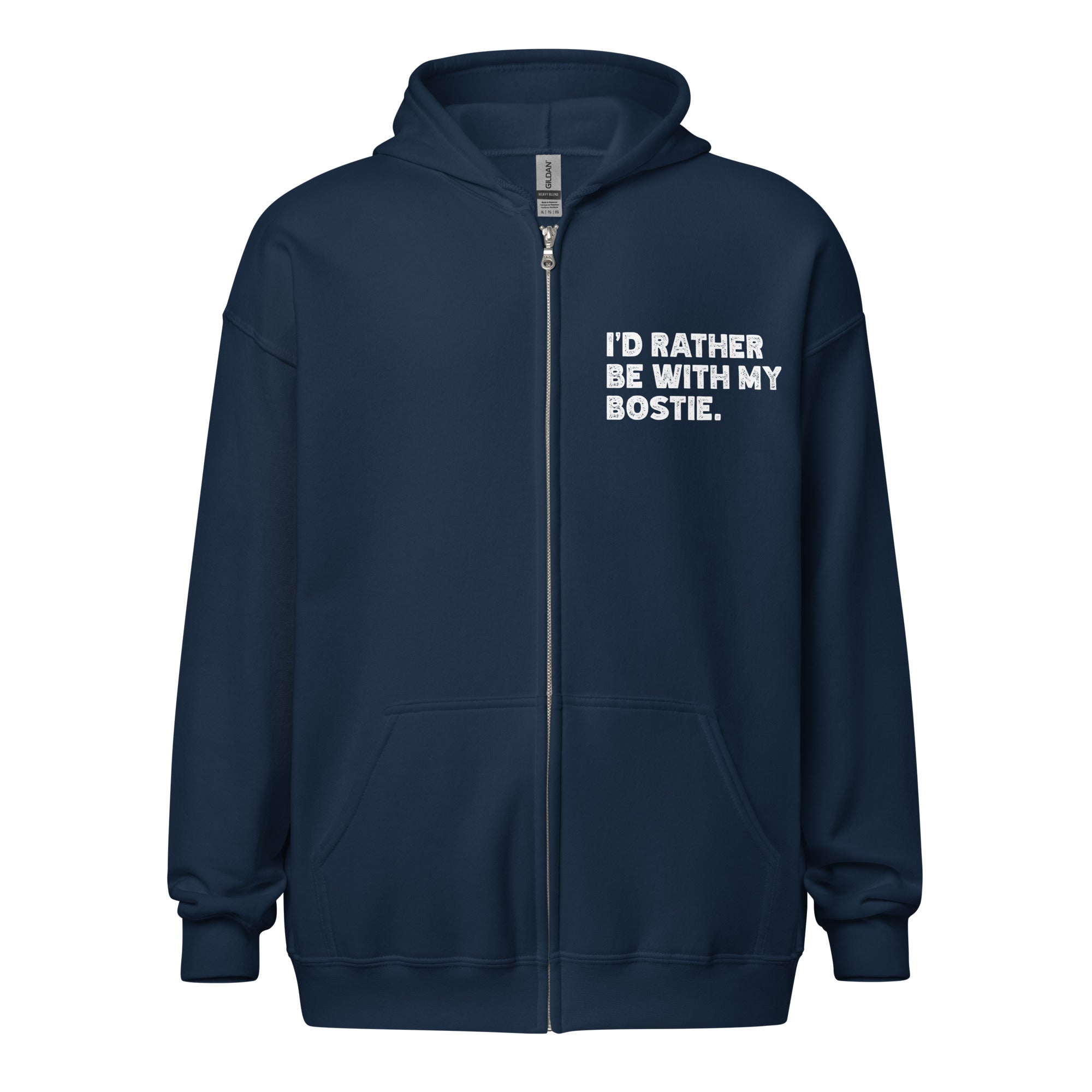 I'd Rather Be With My Bostie Unisex Heavy Blend Zip Hoodie