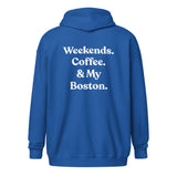 Weekends Coffee And Boston Terrier Unisex Heavy Blend Zip Hoodie