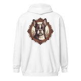 Vintage-Inspired Red Brown Boston Terrier Unisex Heavy Blend Zip Hoodie