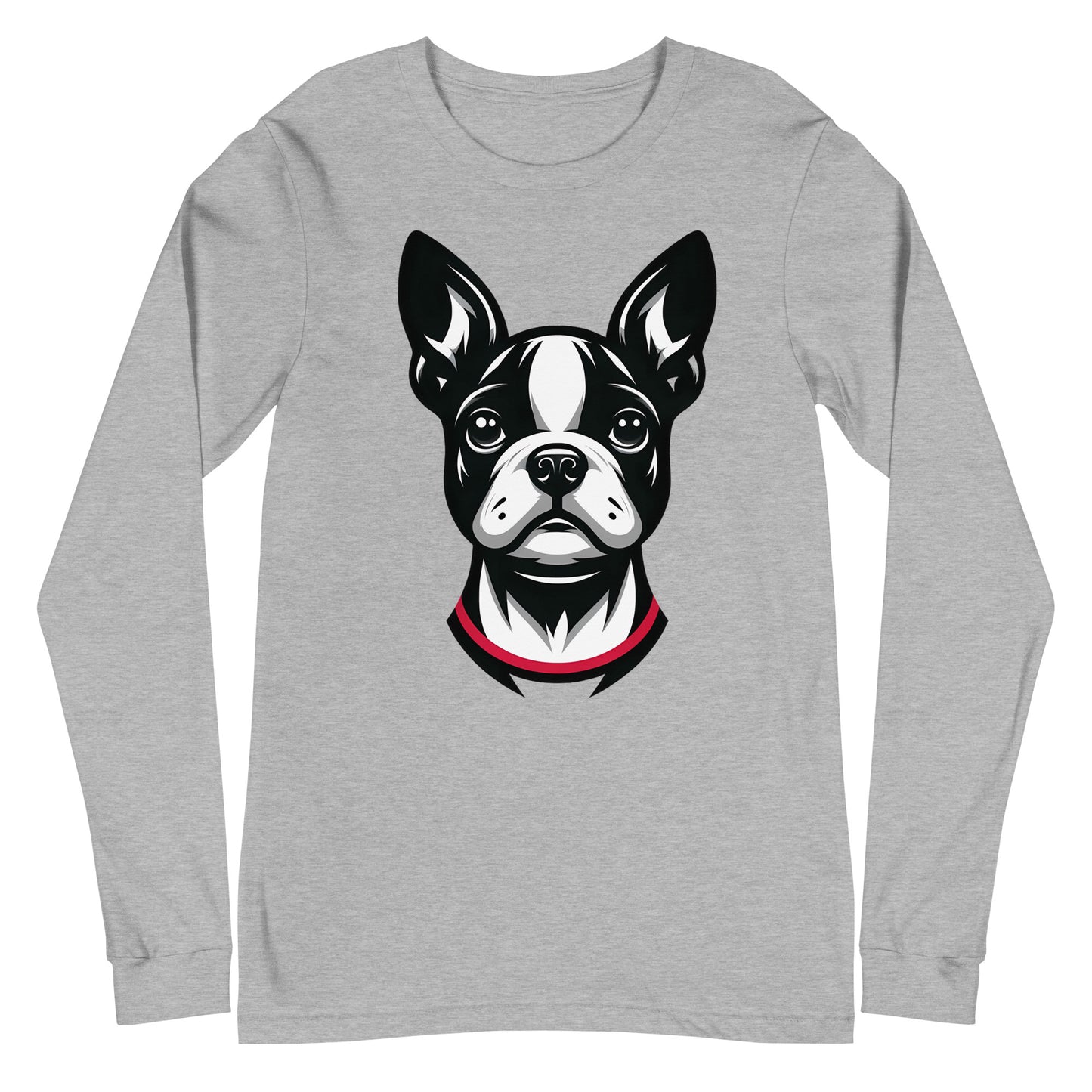 Minimalist Boston Terrier Face Design Unisex Long Sleeve Tee