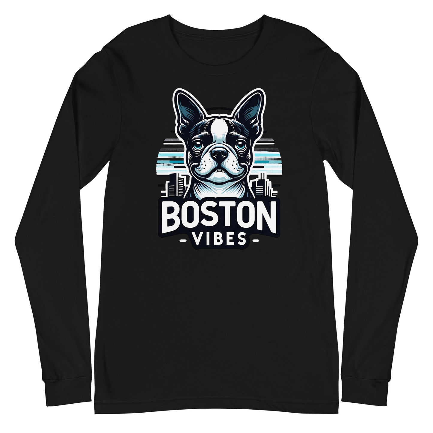 Boston Terrier Vibes Unisex Long Sleeve Tee
