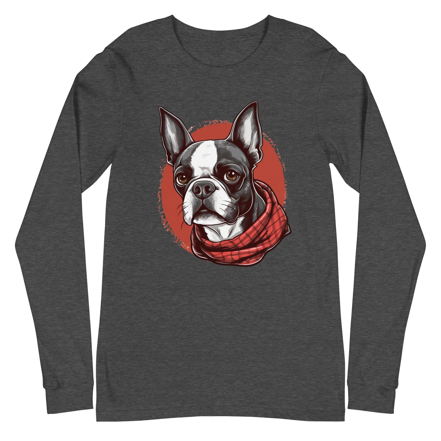 Boston Terrier Red Bandana Long Sleeve Tee