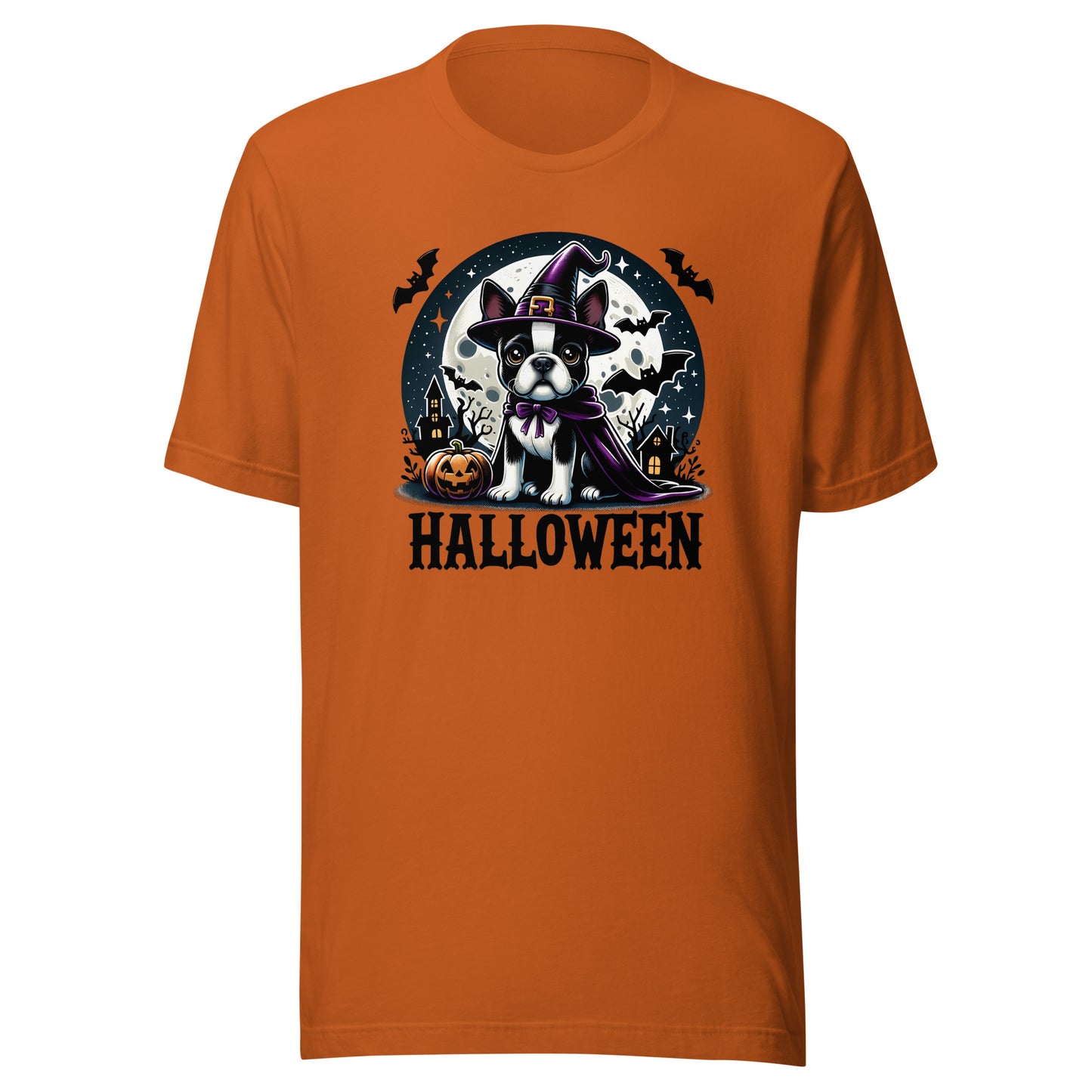 Halloween Witch Boston Terrier Unisex T-Shirt