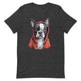 Boston Terrier in a Red Hoodie T-Shirt