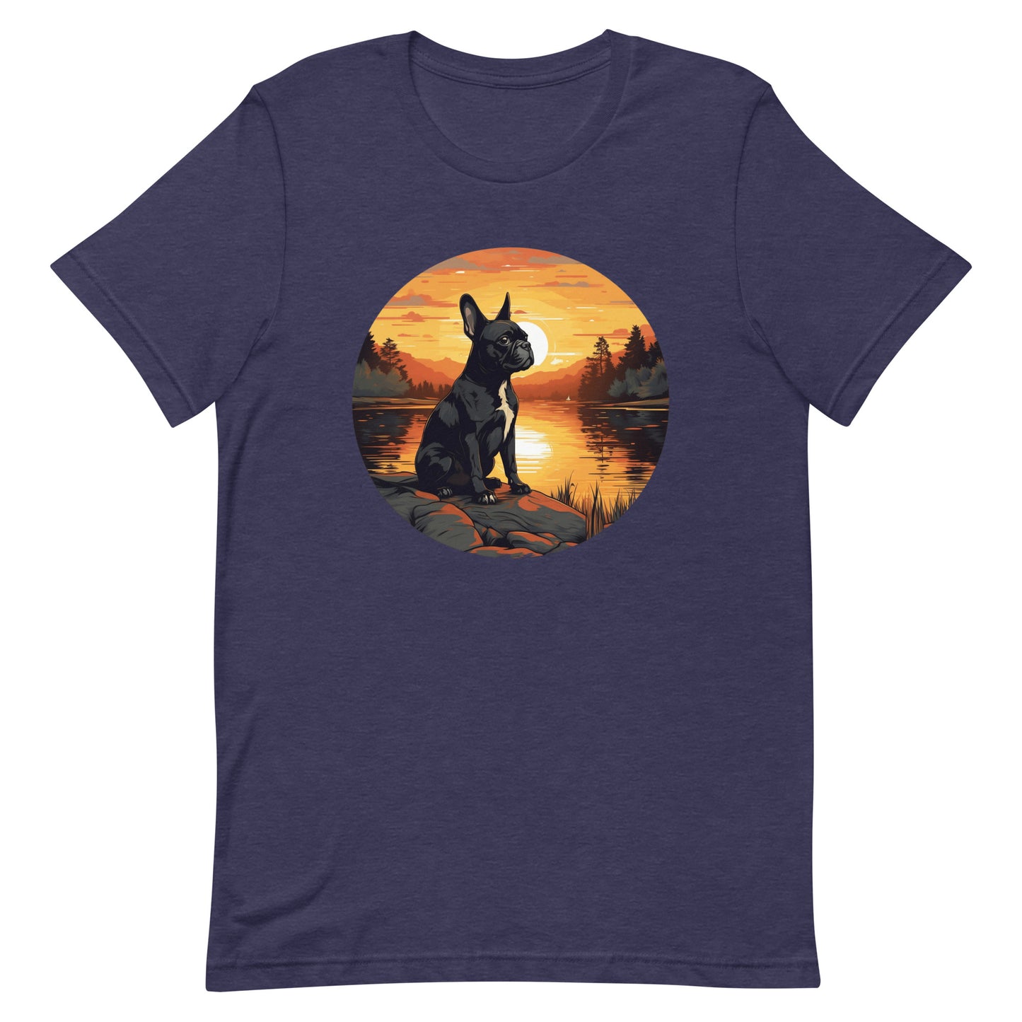 Boston Terrier Sitting By A Calm Lake Unisex T-Shirt