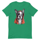 Boston Terrier in a Red Hoodie T-Shirt