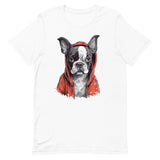 Boston Terrier in a Red Hoodie T-Shirt