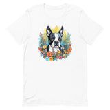 Boston Terrier Surrounded By Flowers T-Shirt
