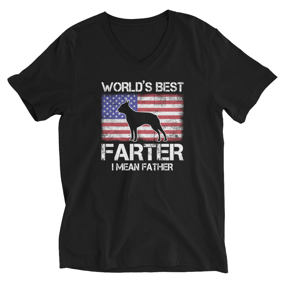 World's Best Farter I Mean Father Unisex Short Sleeve V-Neck T-Shirt
