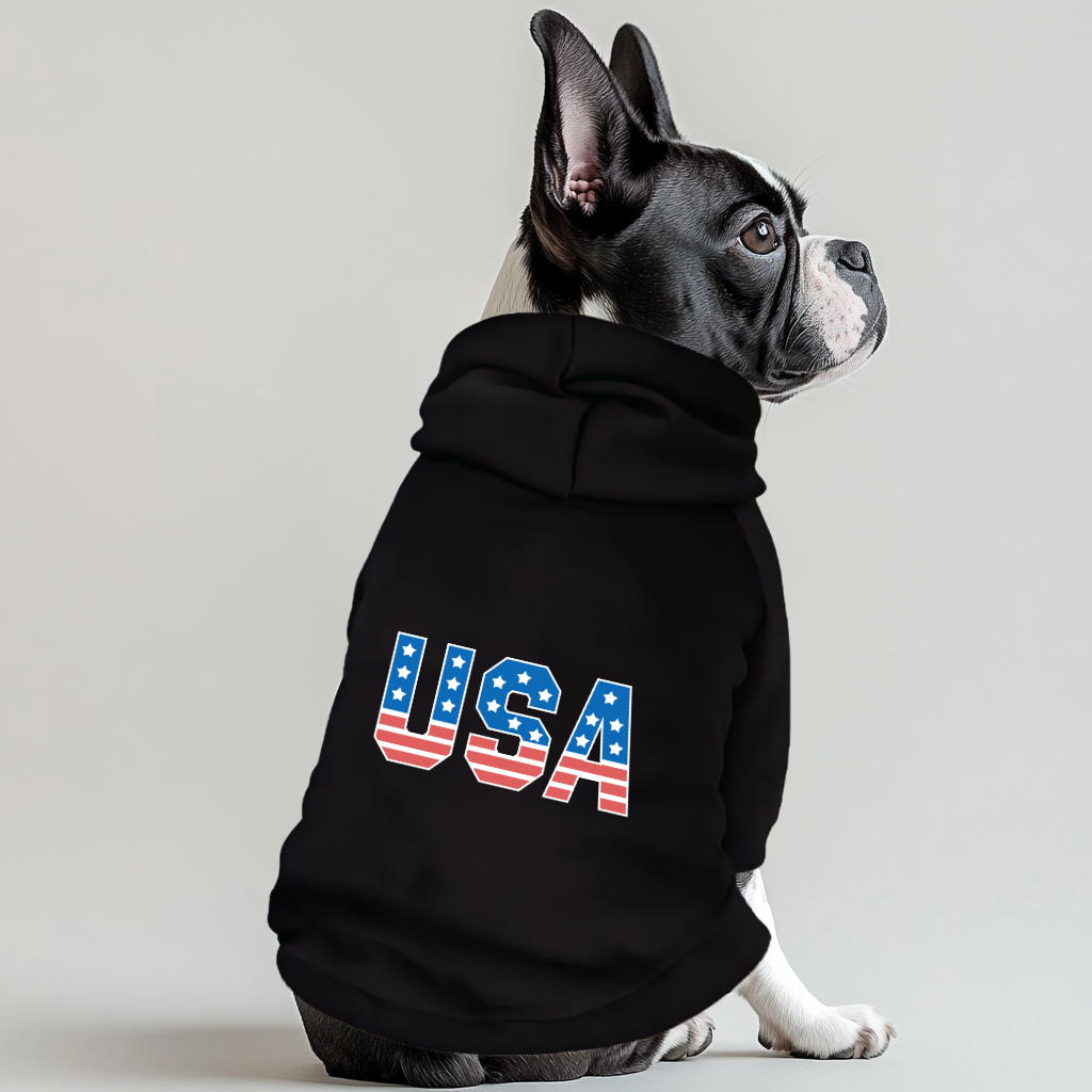 United States USA 100% Cotton Dog Fleece Hoodie
