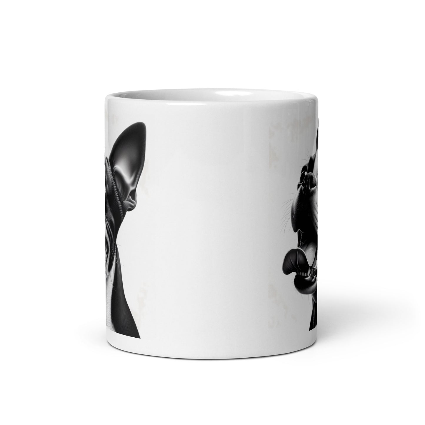Overjoyed Boston Terrier Dog White Glossy Mug