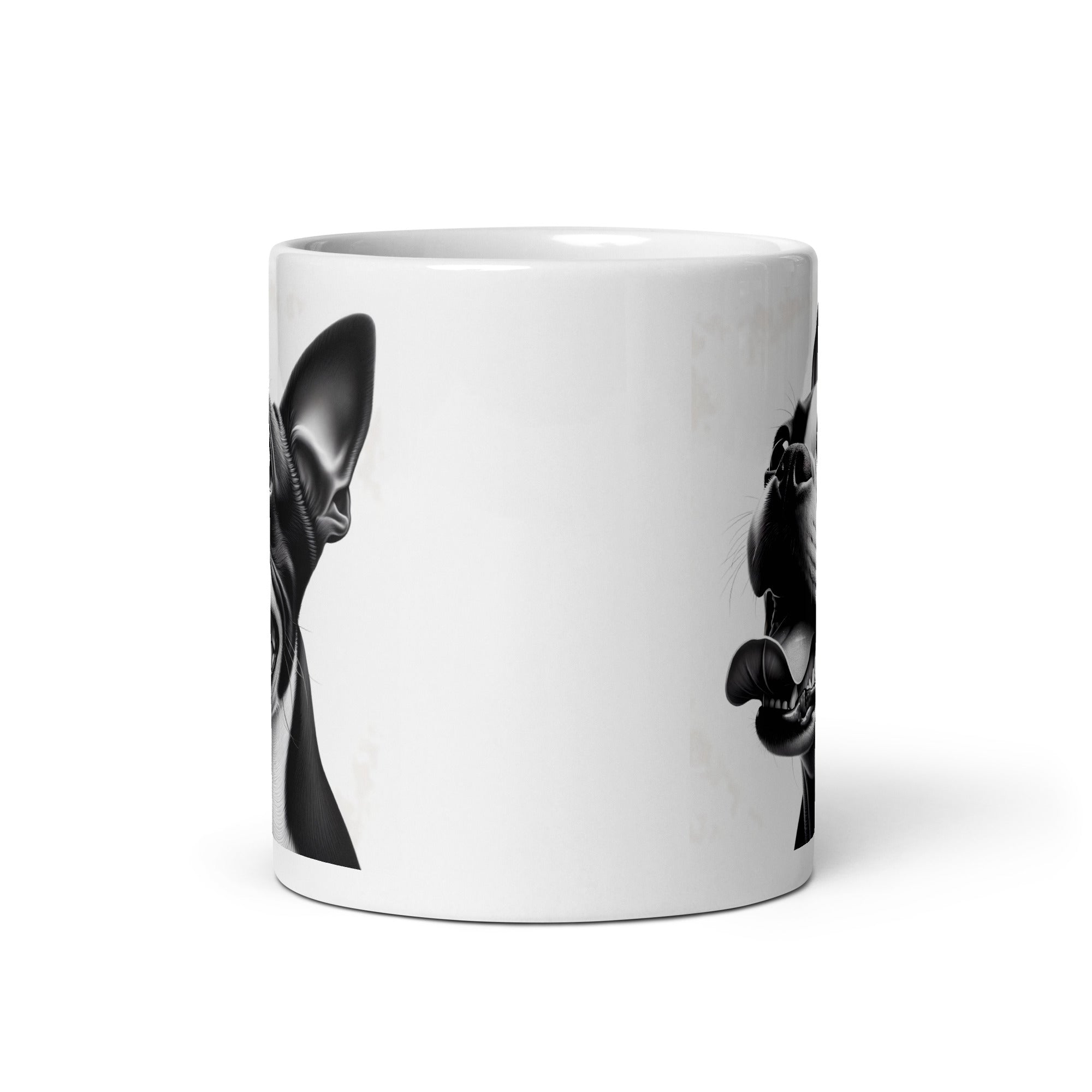 Overjoyed Boston Terrier Dog White Glossy Mug