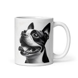 Overjoyed Boston Terrier Dog White Glossy Mug