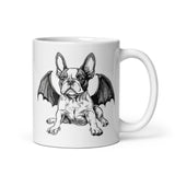 Bat-Winged Boston Terrier Dog White Glossy Mug