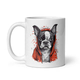 Boston Terrier in a Red Hoodie Mug