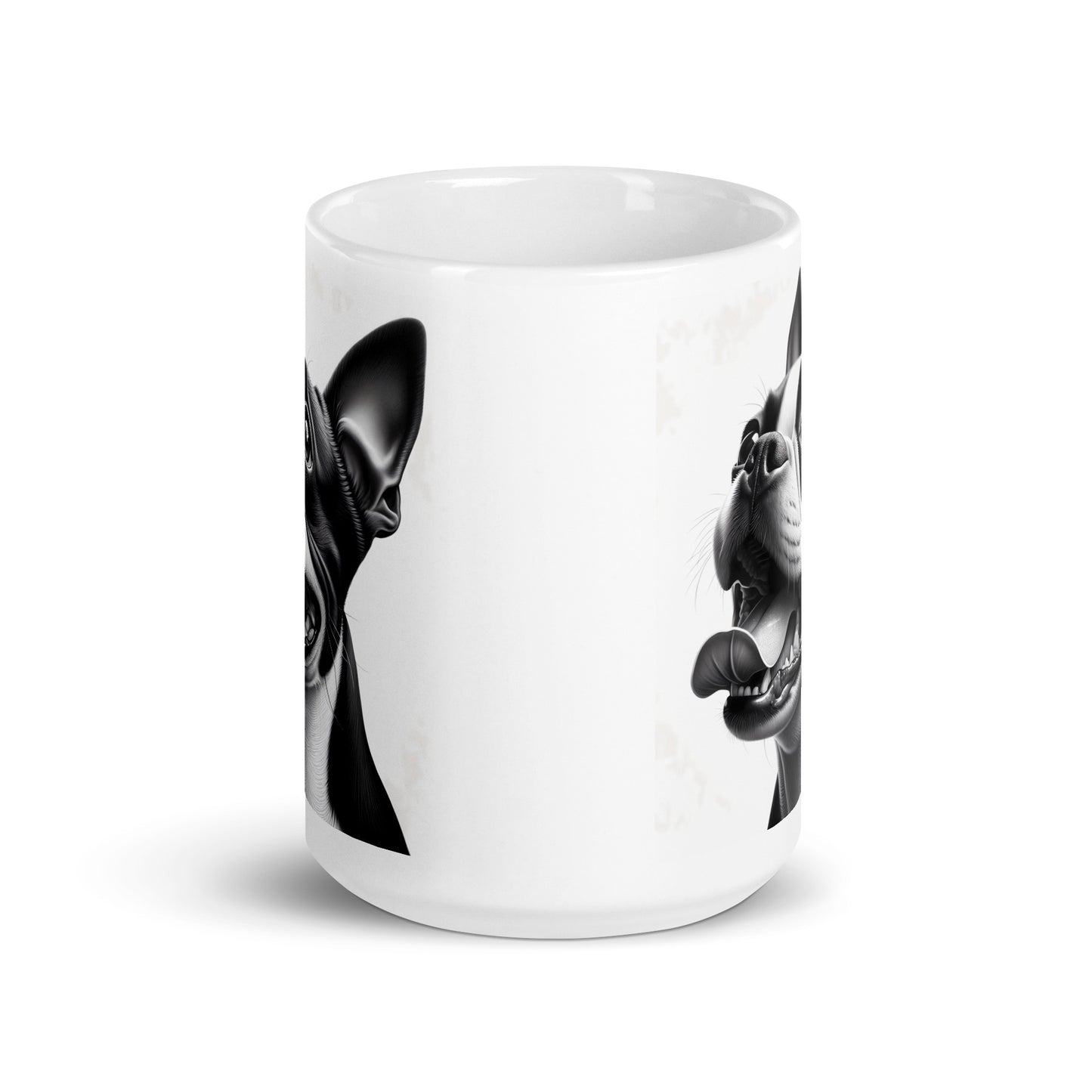Overjoyed Boston Terrier Dog White Glossy Mug