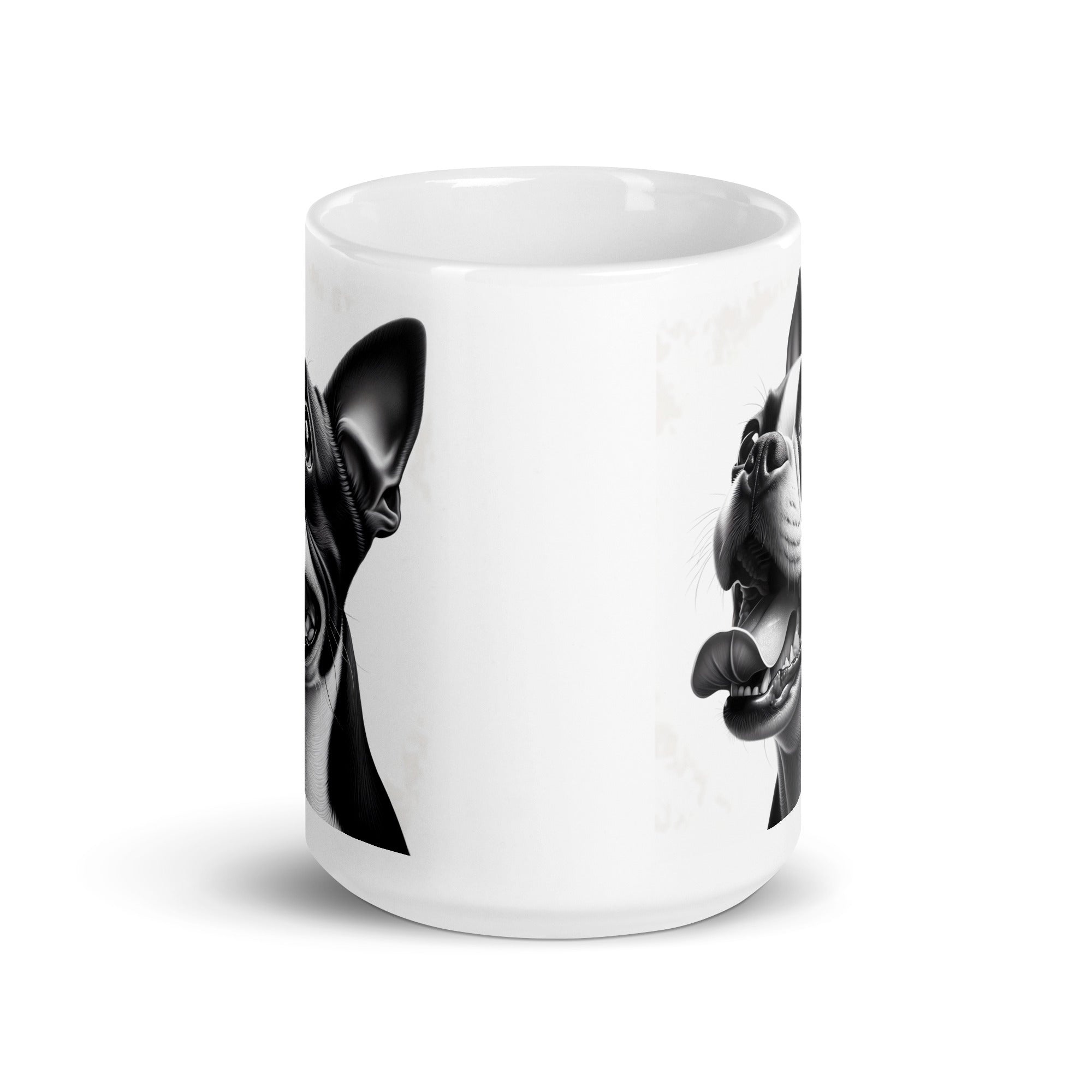 Overjoyed Boston Terrier Dog White Glossy Mug