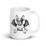 Bat-Winged Boston Terrier Dog White Glossy Mug
