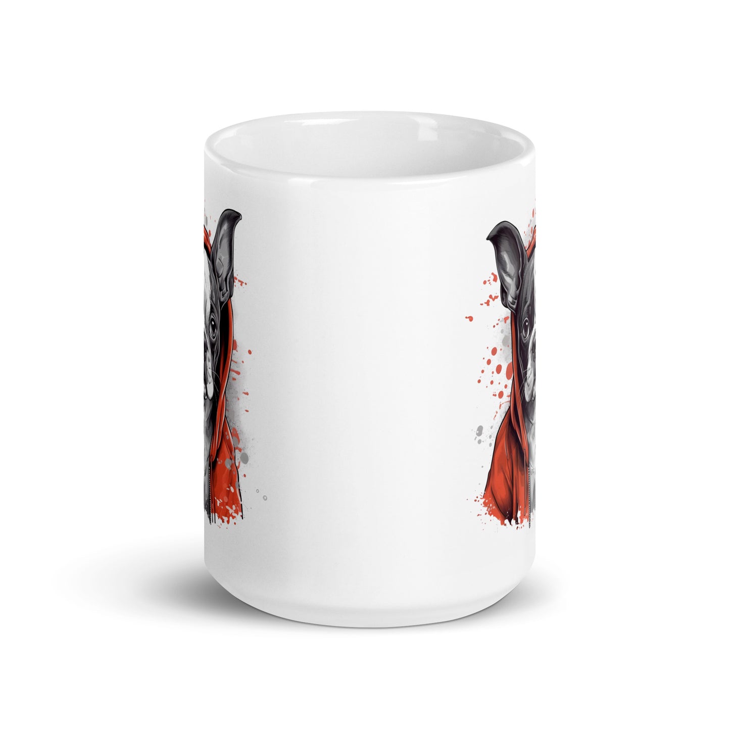 Boston Terrier in a Red Hoodie Mug