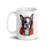 Boston Terrier in a Red Hoodie Mug