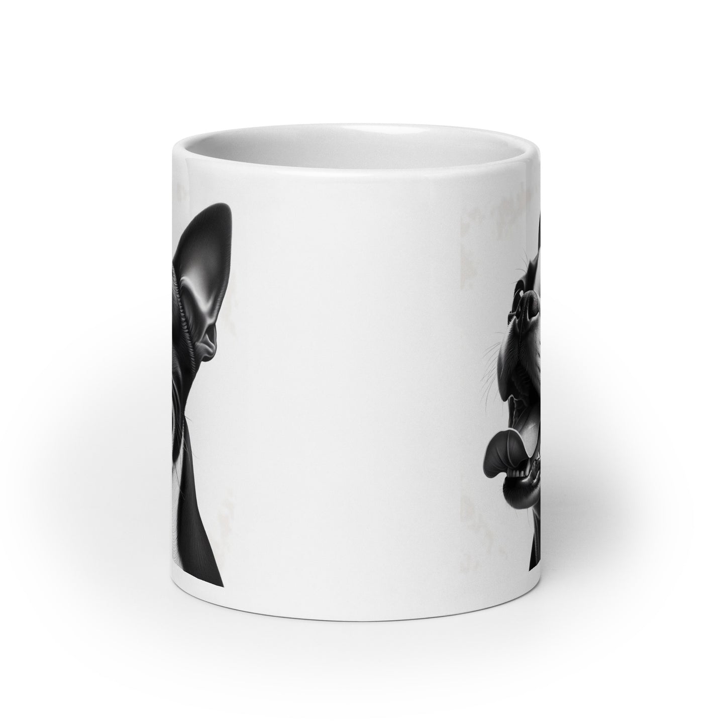 Overjoyed Boston Terrier Dog White Glossy Mug