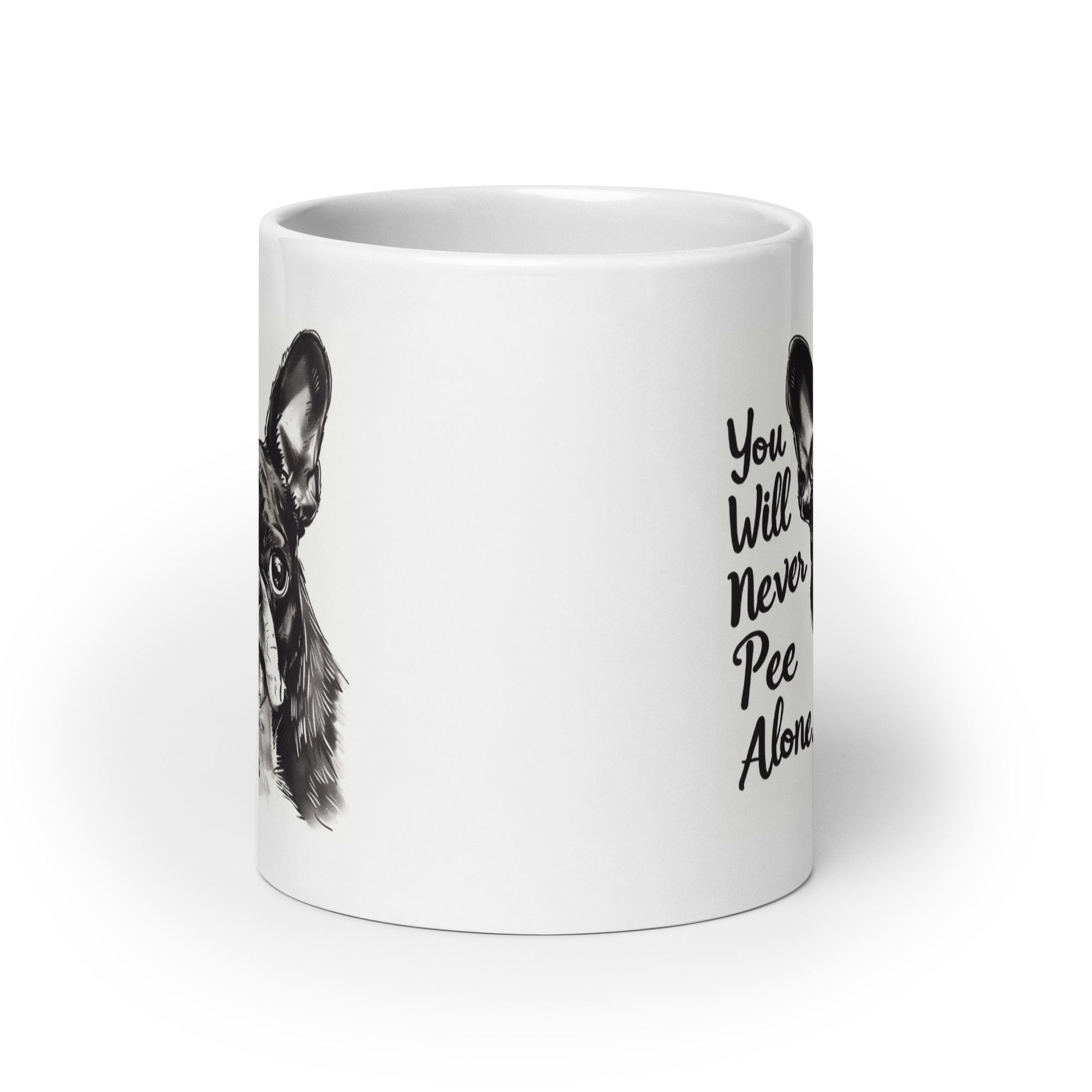 You Will Never Pee Alone White Glossy Mug