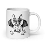 Bat-Winged Boston Terrier Dog White Glossy Mug