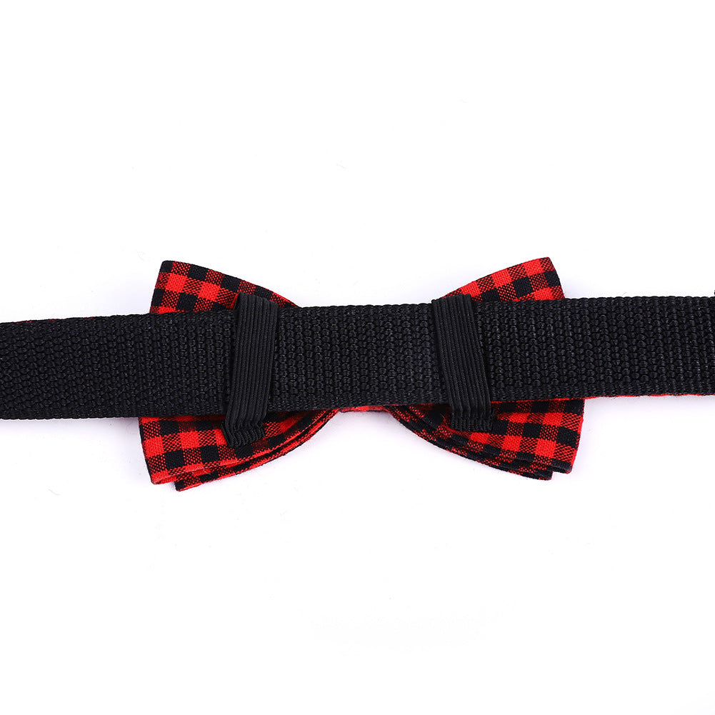Buffalo Plaid Dog Collar with Bow Tie