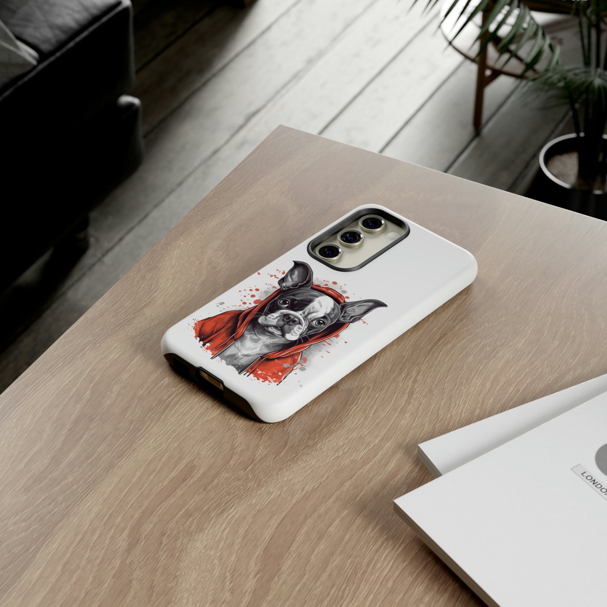 Boston Terrier in a Red Hoodie Samsung Tough Cases