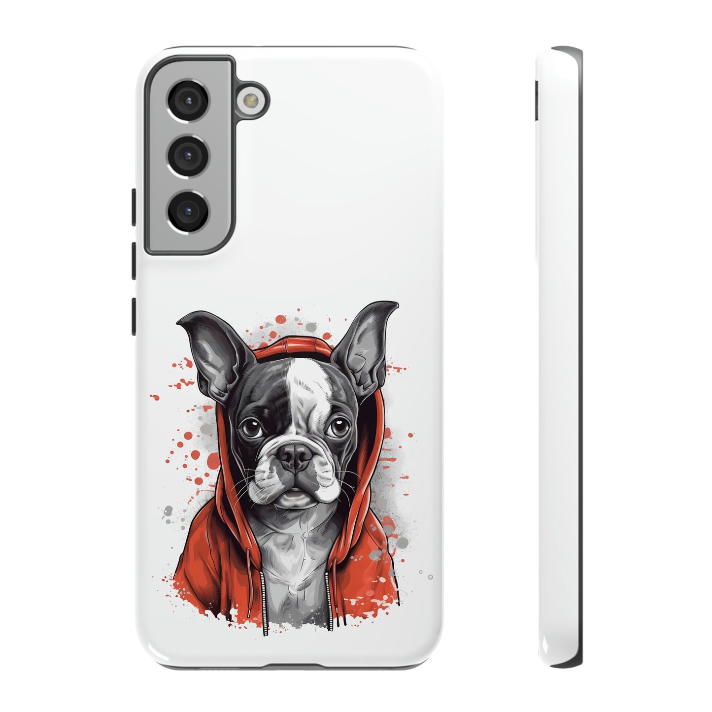 Boston Terrier in a Red Hoodie Samsung Tough Cases