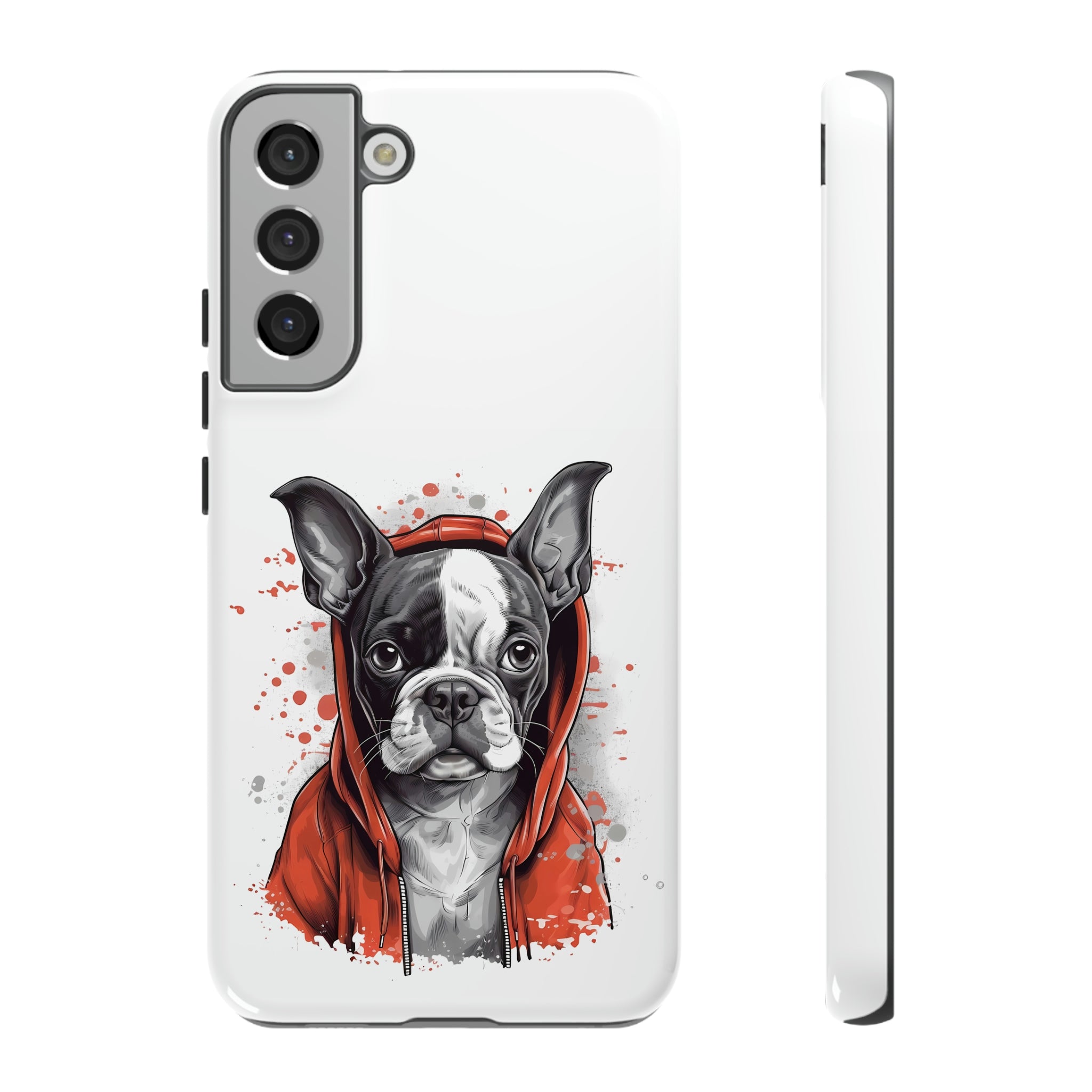 Boston Terrier in a Red Hoodie Samsung Tough Cases