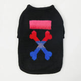 Knitted Pullover Woof Dog Sweater - Black and Red