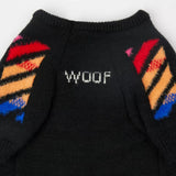 Knitted Pullover Woof Dog Sweater - Black and Red