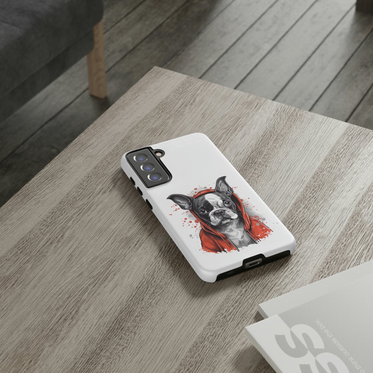 Boston Terrier in a Red Hoodie Samsung Tough Cases