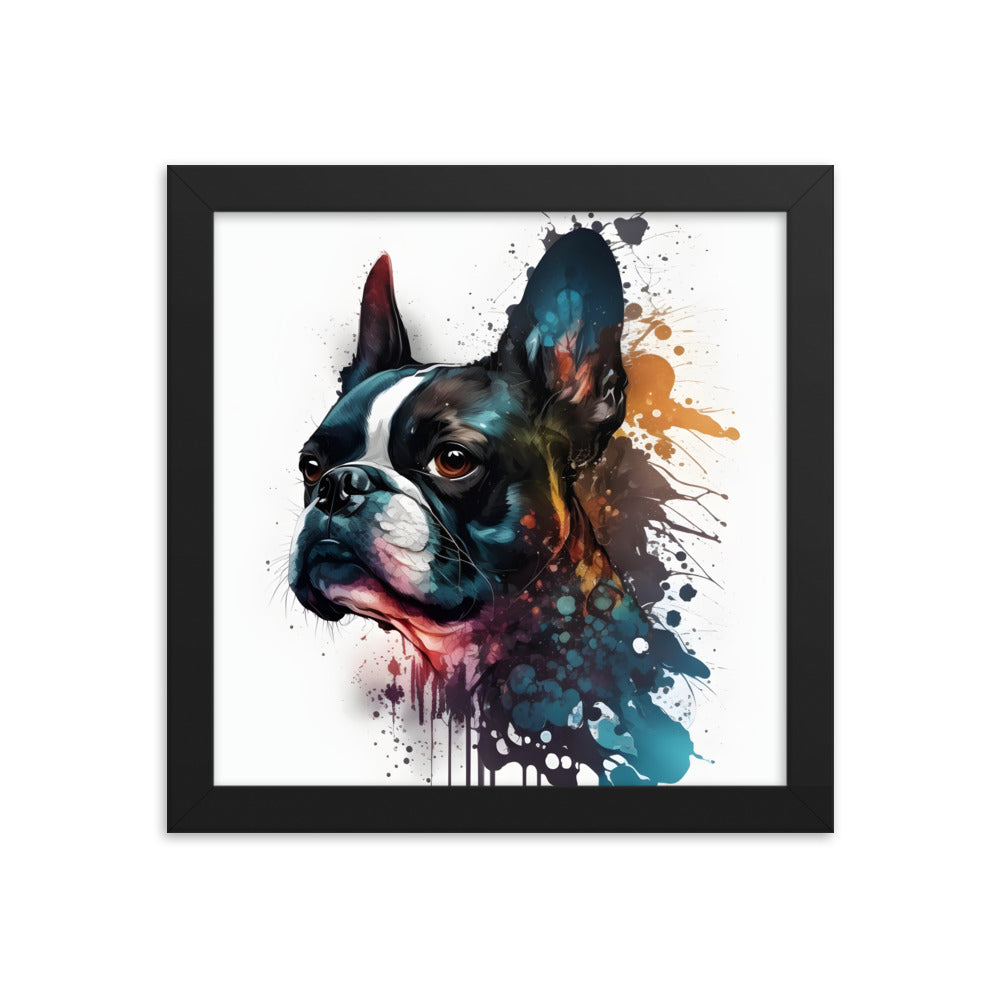 Boston Terrier Art on Framed Poster