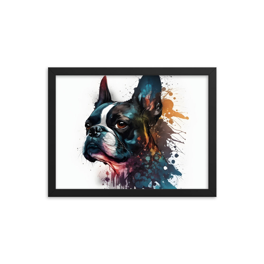 Boston Terrier Art on Framed Poster