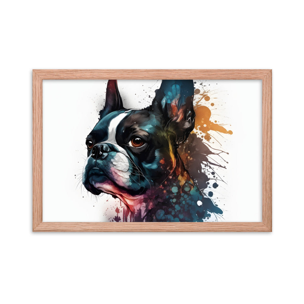 Boston Terrier Art on Framed Poster