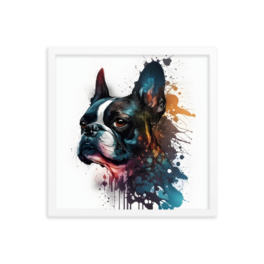 Boston Terrier Art on Framed Poster