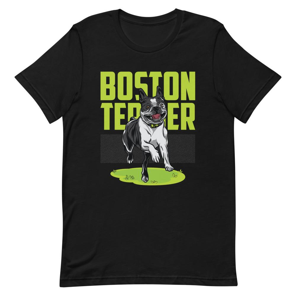 Happy Boston Terrier Running - Unisex T-Shirt - Boston Terrier World