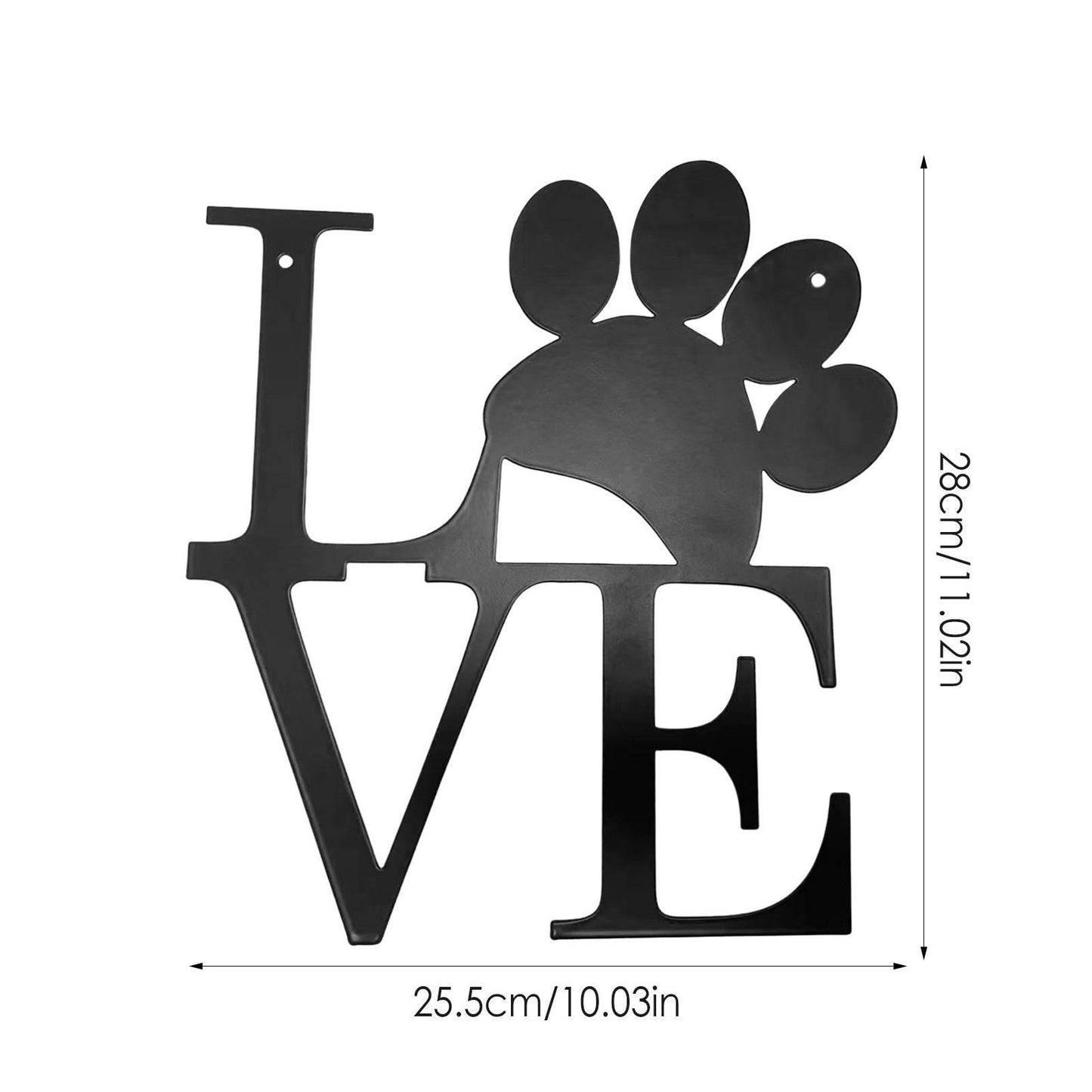 Metal LOVE Dog Paw Prints Wall Decoration
