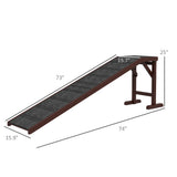 Pet Ramp For Dogs With Non-slip Carpet And Top Platform - Brown