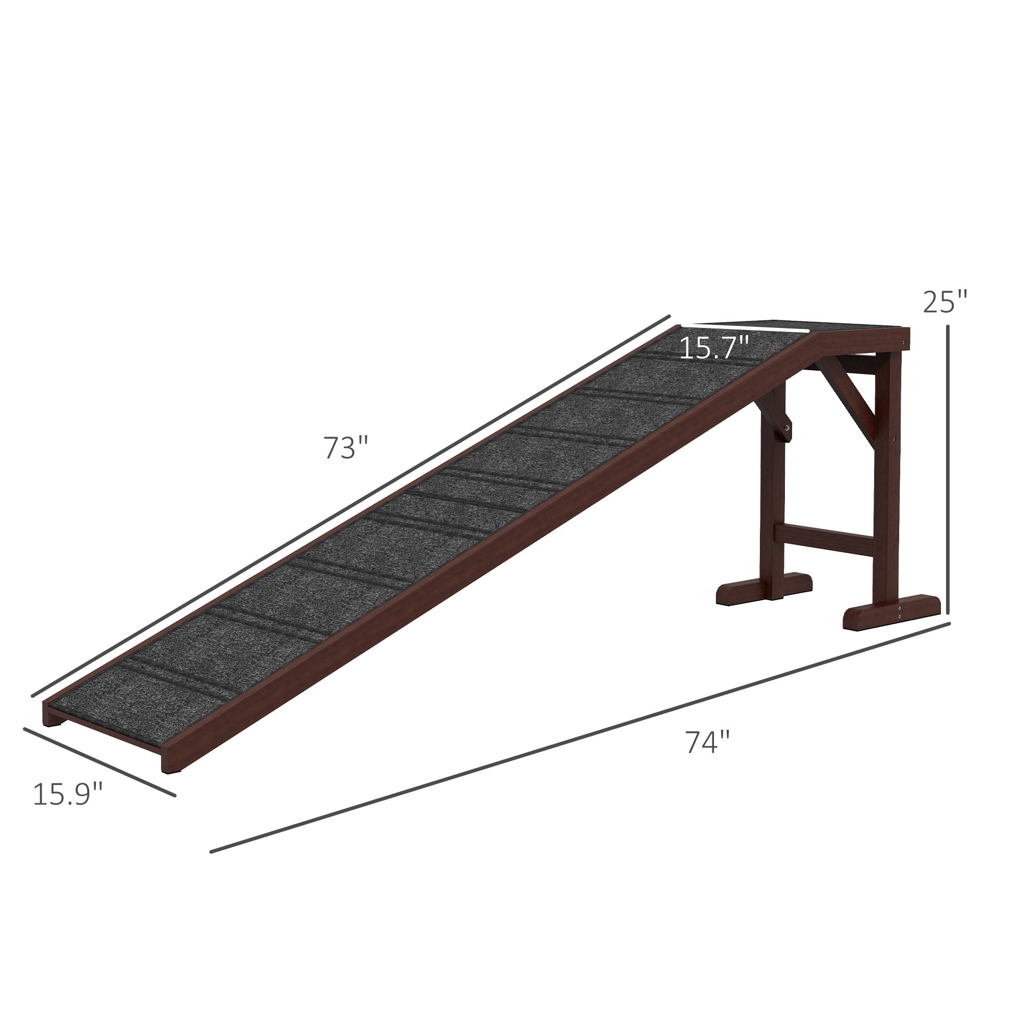 Pet Ramp For Dogs With Non-slip Carpet And Top Platform - Brown