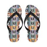 Pop Art Style Colored Boston Terriers Modern Tiles Pattern Unisex Flip Flops .