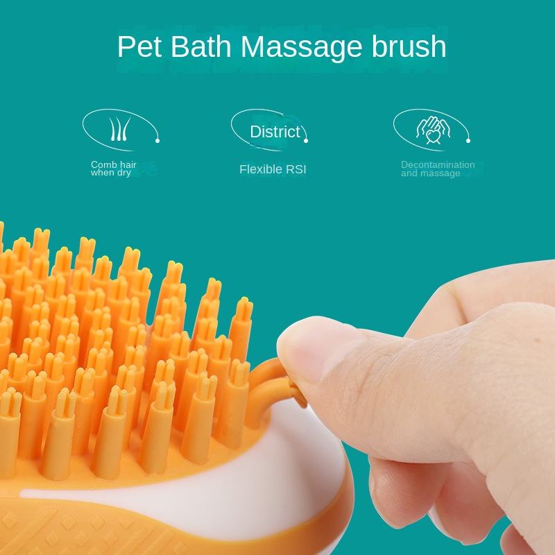 Dog Bath Brush 2-in-1 Pet SPA Massage Comb Soft Silicone Pets Shower Hair Grooming Comb Dog Cleaning Tool