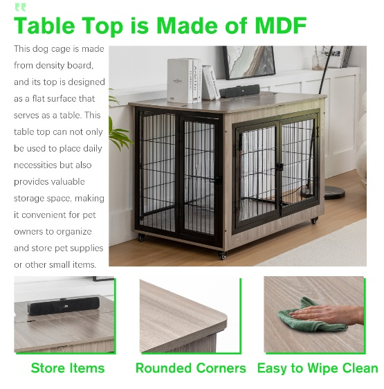 38in Dog Crate Furniture - Large Dog Kennel