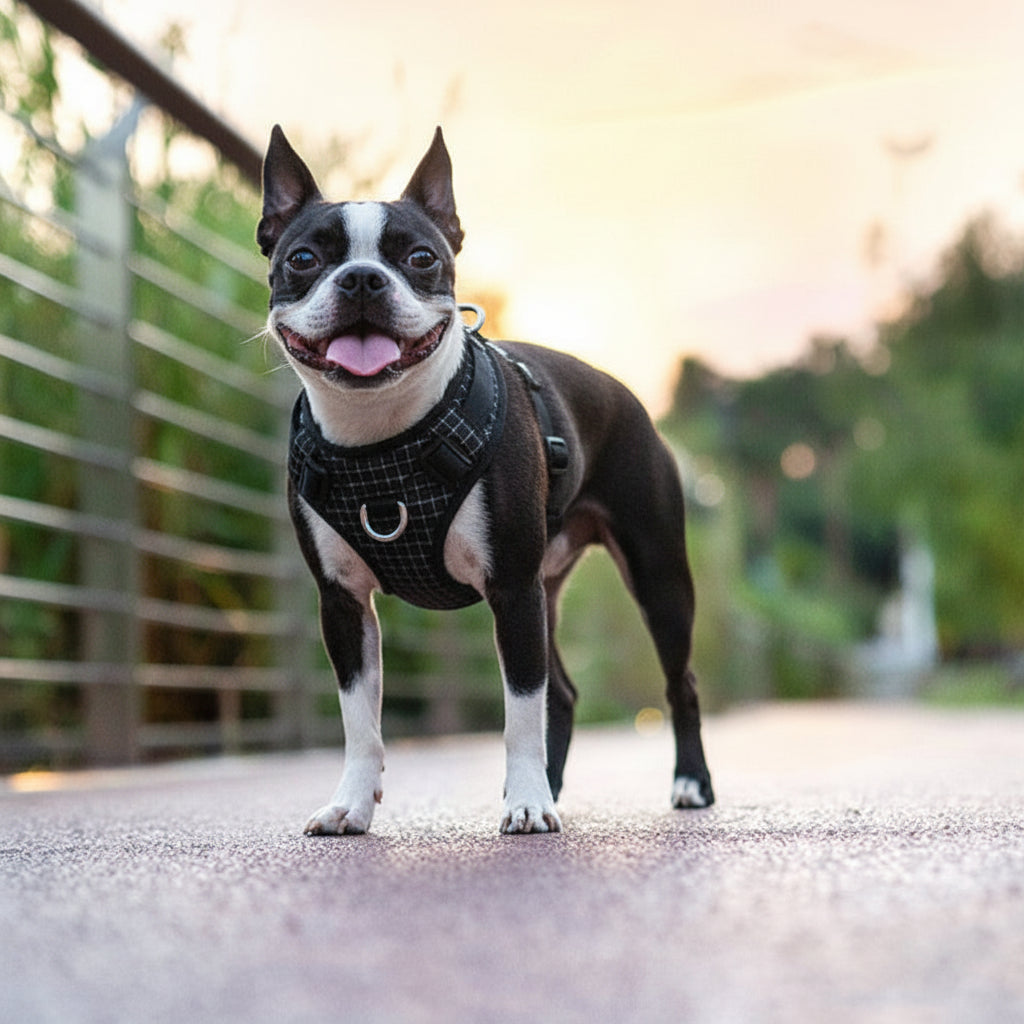 Dog Harness with LED Light and GPS Tracker Holder .