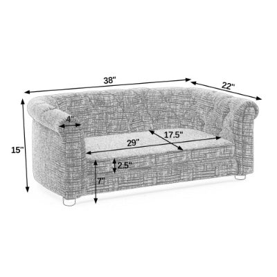 Pet Sofa With Arc-shaped Backrest And Armrests, Contemporary Rectangular Pet Sofa Crafted From Breathable Linen Cozy Soft Cushion Dog Sofa