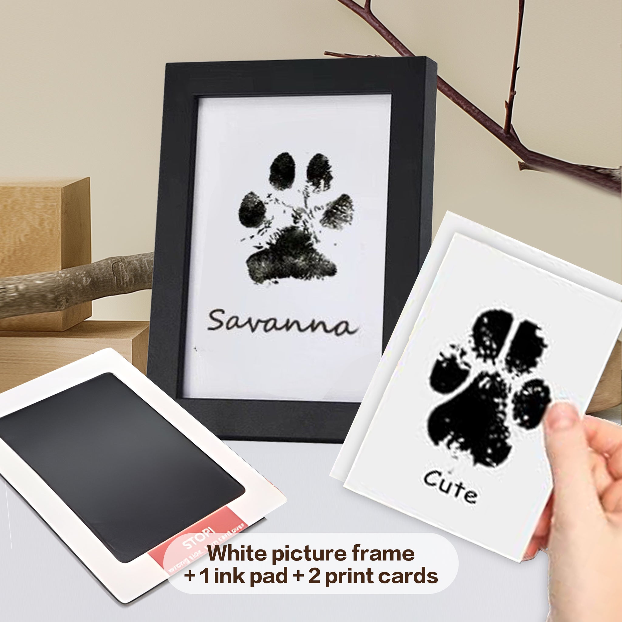 DIY Pet Paw Print Frame Kit Personalized Memorial With Ink